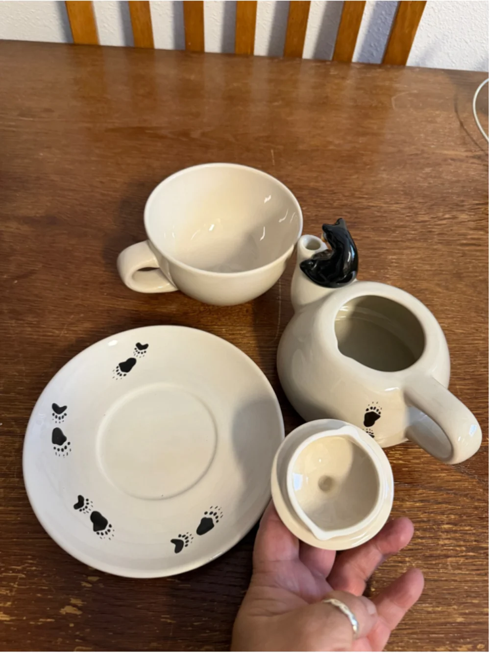 Big Sky Carvers Bearfoots Tea For One Set Jeff Fleming Black Bear Teapot Cup Sau